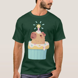 Niedliches Capybara im Cupcake Funny T-Shirt
