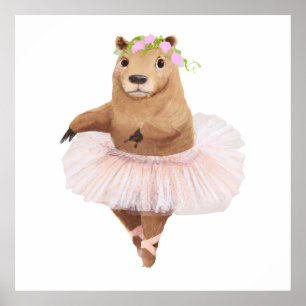 Niedliches Capybara in rosa Tutu-Rock Poster