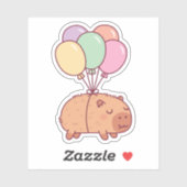 Niedliches Capybara mit Balloons Aufkleber (Blatt)