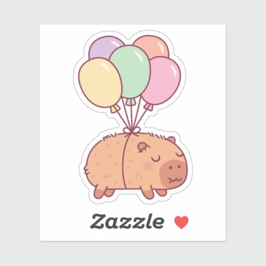 Niedliches Capybara mit Balloons Aufkleber (Blatt)