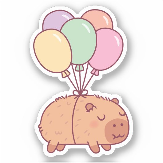 Niedliches Capybara mit Balloons Aufkleber (Vorderseite)