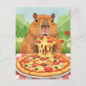Niedliches Capybara mit Pizza Postkarte (Vorderseite)