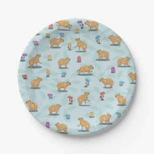 Niedliches Capybara Muster Pappteller