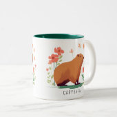 Niedliches Capybara und Blume Zweifarbige Tasse (VorderseiteRechts)
