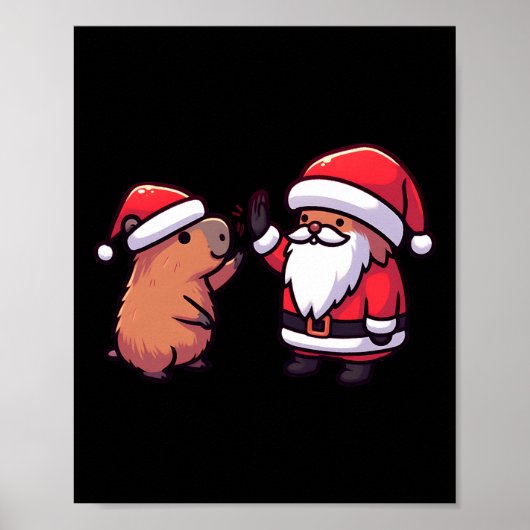 Niedliches Capybara und der Weihnachtsmann Fünf We Poster (Vorne)