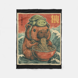 Niedliches Capybara und Schildkrötenrückpack Ramen Fleecedecke