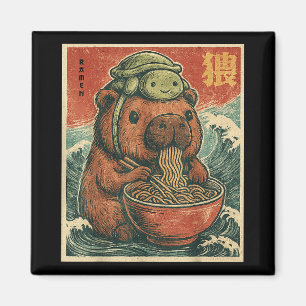 Niedliches Capybara und Schildkrötenrückpack Ramen Magnet