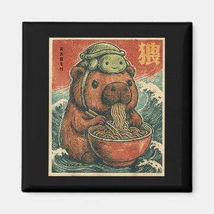 Niedliches Capybara und Schildkrötenrückpack Ramen Magnet