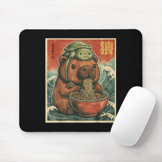 Niedliches Capybara und Schildkrötenrückpack Ramen Mousepad (Mit Mouse)