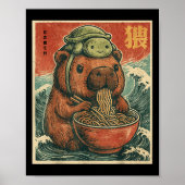 Niedliches Capybara und Schildkrötenrückpack Ramen Poster (Vorne)
