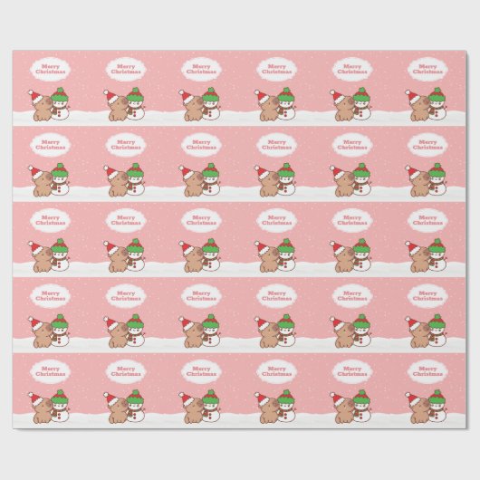 Niedliches Capybara und Schneemannsfest Geschenkpapier (Flach)