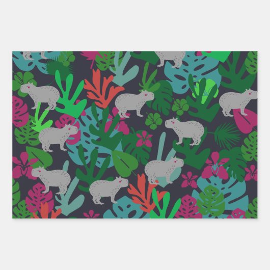 Niedliches Capybara Wrapping Paper Geschenkpapier Set (Vorderseite 3)