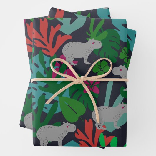 Niedliches Capybara Wrapping Paper Geschenkpapier Set (Beispiel)
