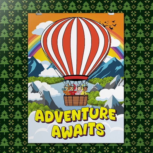 Niedliches Cartoon-Abenteuer erwartet Inspirations Poster