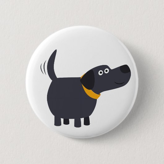 Niedliches Cartoon Black Labrador Button Abzeichen (Vorderseite)