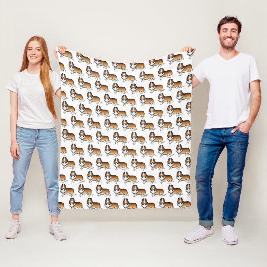 Niedliches Cartoon Dog-Muster für Sable Rough Coll Fleecedecke (Beispiel)