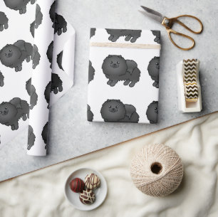 Niedliches Cartoon-Dog-Muster für Schwarzen Spitz Geschenkpapier