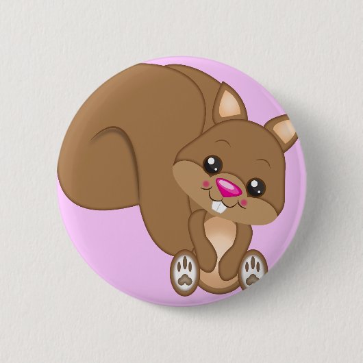 Niedliches Cartoon-Eichhörnchen Button (Vorderseite)