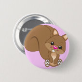 Niedliches Cartoon-Eichhörnchen Button (Vorne & Hinten)