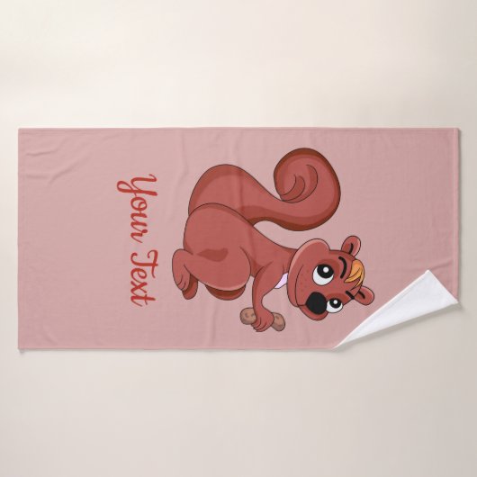 Niedliches Cartoon-Eichhörnchen mit Badehandtuch a (Badehandtuch)