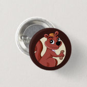 Niedliches Cartoon-Eichhörnchen mit Erdnuss Button (Vorne & Hinten)