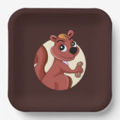 Niedliches Cartoon-Eichhörnchen mit Erdnuss Pappteller (Vorderseite)