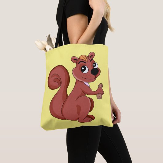 Niedliches Cartoon-Eichhörnchen mit Erdnuss Tasche (Von Nahem)