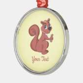 Niedliches Cartoon-Eichhörnchen mit Erdnussnamen Ornament Aus Metall (Links)