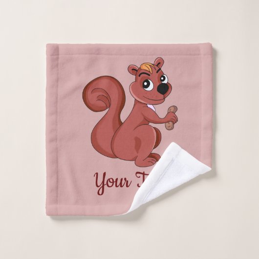 Niedliches Cartoon Eichhörnchen mit Erdnusswaschtu Waschlappen (Waschlappen)