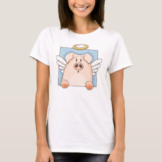 Niedliches Cartoon-Engels-Schwein T-Shirt