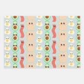 Niedliches Cartoon Frühstücksbuffet mit Happy Face Geschenkpapier Set (Vorderseite)