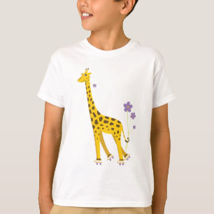 Niedliches Cartoon-Giraffen-Skaten scherzt lange T-Shirt