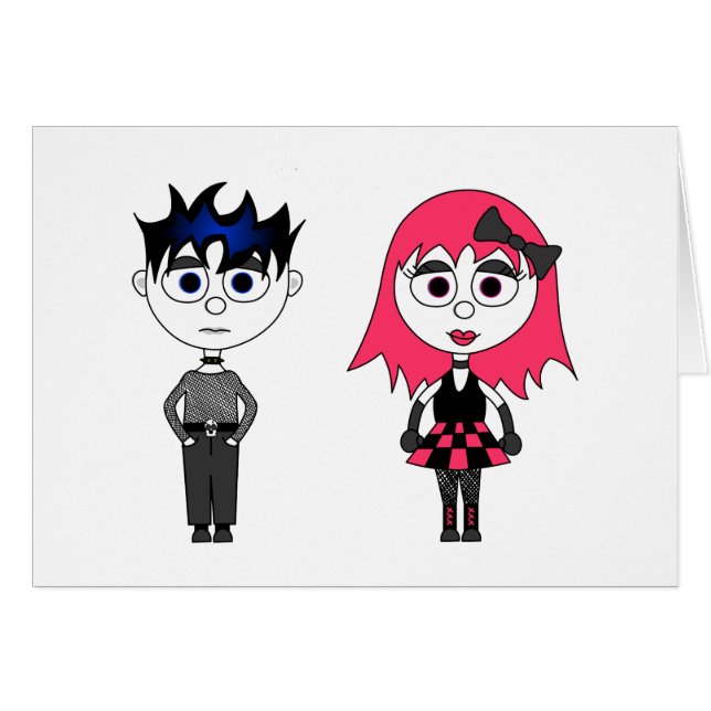 Niedliches Cartoon Goth Mädchen und Junge (Vorderseite (Horizontal))
