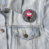 Niedliches Cartoon Goth Mädchen und Schädel-Button Button (Beispiel)