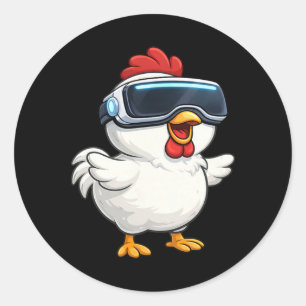 Niedliches Cartoon-Huhn-VR-Spieler  Runder Aufkleber