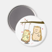 Niedliches Cartoon-Igel-Paar in Liebe beim Baumsch Magnet (Vorderseite/Rückseite)