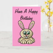 Niedliches Cartoon Kaninchen - Hoppe Geburtstag Karte (Gelbe Blume)