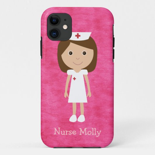 Niedliches Cartoon-Krankenschwester-Rosa Case-Mate iPhone Hülle (Rückseite)
