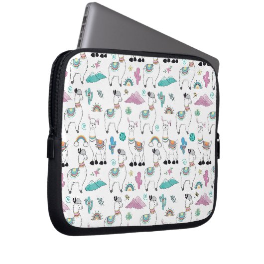 Niedliches Cartoon-Lama-Muster Laptopschutzhülle (Vorne Rechts)