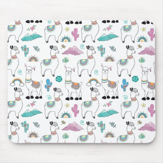 Niedliches Cartoon-Lama-Muster Mousepad (Vorne)