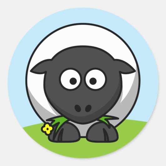 Niedliches Cartoon Lamb Runder Aufkleber (Vorderseite)