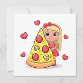 Niedliches Cartoon mit einer Pizzaschneide. (Vorderseite)