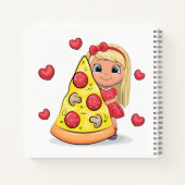 Niedliches Cartoon mit Pizza. Notizblock (Rückseite)
