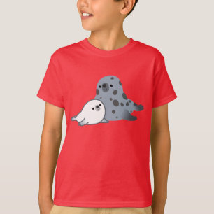 Niedliches Cartoon-Mutter-Siegel und T-Shirt