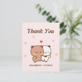 Niedliches Cartoon Paar, Kawaii Bear & Panda Viele Postkarte (Stehend Vorderseite)