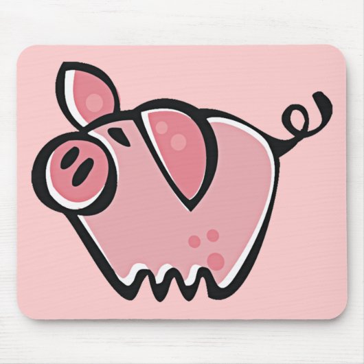 Niedliches Cartoon-Rosa-Schwein Mousepad (Vorne)