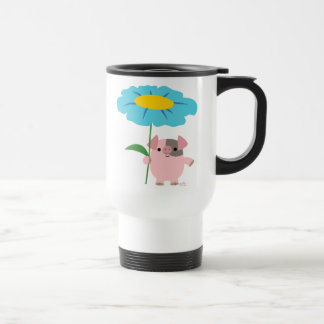 Niedliches Cartoon-Schwein mit Geschenk-(der Reisebecher