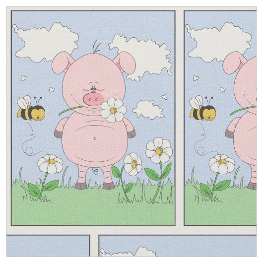 Niedliches Cartoon-Schwein Stoff (Nahaufnahme)