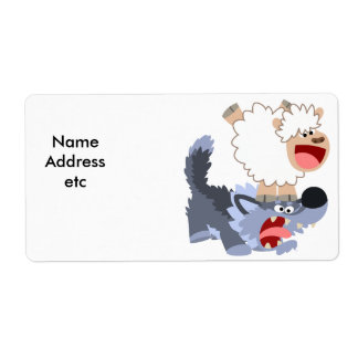 Niedliches Cartoon- und Wolf-Versand-Label
