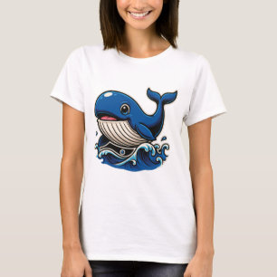 Niedliches Cartoon-Wal-Design T-Shirt